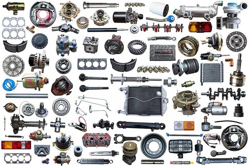 Car auto parts engine tires and tools Royalty Free Vector